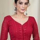 Maroon Georgette Chikankari Blouse with sequence work