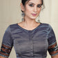 Grey Khun Blouse with Ikat Combination