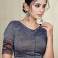 Grey Khun Blouse with Ikat Combination