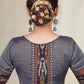 Grey Khun Blouse with Ikat Combination
