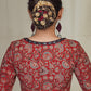 Brick Colour cotton Ajrakh Blouse with Hand Mirrorwork at the Neck