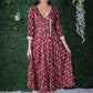 Exclusive Maroon Dabu Print Angarkha  Style Kurta With Hand Embroidered Mirror work on the Yoke
