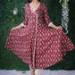 Exclusive Maroon Dabu Print Angarkha  Style Kurta With Hand Embroidered Mirror work on the Yoke