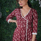 Exclusive Maroon Dabu Print Angarkha  Style Kurta With Hand Embroidered Mirror work on the Yoke