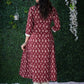 Exclusive Maroon Dabu Print Angarkha  Style Kurta With Hand Embroidered Mirror work on the Yoke