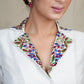 White Cotton Silk Blouse With Classy Embroidery Work On Collar and Sleeves and lining. Embroidered Belt Optional