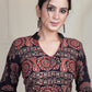 Cotton Ajrakh Combination Blouse with Mandarin Collar