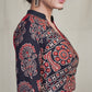 Cotton Ajrakh Combination Blouse with Mandarin Collar
