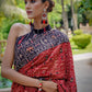 Exquisite Ajrakh cotton animal print maroon & black saree
