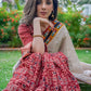Elegant Ajrakh cotton saree with Kutch mirror work border