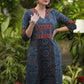 Elegant Navy Blue Embellished Cotton Ajrakh Kurti - Pant Optional