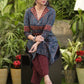 Elegant Navy Blue Embellished Cotton Ajrakh Kurti - Pant Optional