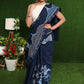 Classy blue Cotton saree with exclusive Gond painting & indigo border