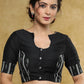 Exclusive black Cotton blouse with black Ikat combination