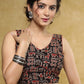 Trendy pure Ajrakh sleeveless Cotton blouse with traditional animal print motif & maroon detailing