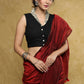 Standout black sleeveless Cotton blouse with Madhubani smart collar and back detailing