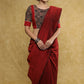 Elegant maroon & black Ajrakh combination Cotton blouse with detailing at the back