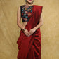 Black sleeveless Nehru collar blouse with exclusive kalamkari front panel & back detailing