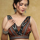 Classy black Cotton border Ikat sleeveless blouse with white detailing