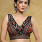 Classy black Cotton border Ikat sleeveless blouse with white detailing