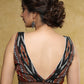Classy black Cotton border Ikat sleeveless blouse with white detailing