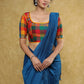 Standout checks Handloom Cotton blouse with delicate mirror work and lace detailing