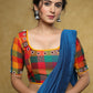 Standout checks Handloom Cotton blouse with delicate mirror work and lace detailing