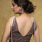 Exclusive grey Cotton floral Ajrakh sleeveless blouse with Dori