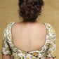 Classy cream Cotton block printed blouse with brown detailing and brown buttons - Plain Saree Optional