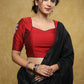 Graceful maroon cotton silk blouse with white hand painted motif on the sleeves & the back