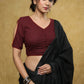 Standout wine coloured Cotton blouse with painted back & Fish eye sleeves