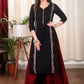 Black Straight Cut Cotton Kurta With Exclusive Full Length Embroidery