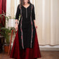 Black Straight Cut Cotton Kurta With Exclusive Full Length Embroidery