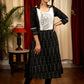 A-Line Black Cotton Ikat Kurta With Classy Hand Painted Horse  Motif