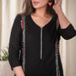 Black Straight Cut Cotton Kurta With Exclusive Full Length Embroidery