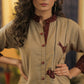 A-line Handloom Cotton kurta with exclusive Hand Cut Ikat Birds and Embroidery.