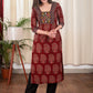 Beautiful Traditional Paisely Motif Straight Cut Cotton Ajrakh Kurta with Hand Made Kutch Mirror Work