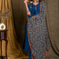Blue Cotton Silk Straight Cut Kurta Pant Set with Floral Embroidered Yoke and Sleeves - Dupatta Optional