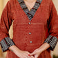 A  - line Cotton Ajrakh Kurta with Ikat Details