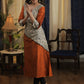 A- line Rust Cotton silk kurta with Exclusive Madhubani details