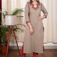 Elegant Chikoo Color Straight Cut Cotton Kurta with Elegantly Done  Embroidery Pattern