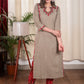 Elegant Chikoo Color Straight Cut Cotton Kurta with Elegantly Done  Embroidery Pattern