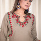 Elegant Chikoo Color Straight Cut Cotton Kurta with Elegantly Done  Embroidery Pattern
