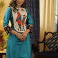 A-line Cotton silk Kurta with Exclusive Hand-painted Tribal Art