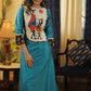 A-line Cotton silk Kurta with Exclusive Hand-painted Tribal Art