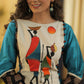 A-line Cotton silk Kurta with Exclusive Hand-painted Tribal Art