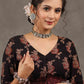 Exclusive Floral Ajrakh Blouse with Ikat Combination on Hem and Sleeves