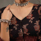 Exclusive Floral Ajrakh Blouse with Ikat Combination on Hem and Sleeves