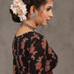 Exclusive Floral Ajrakh Blouse with Ikat Combination on Hem and Sleeves