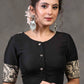 Beautiful Black Cotton Silk Blouse with Elegant Madhubani Patch on Back and Sleeves